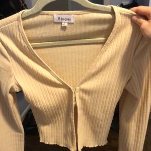 PepperMayo beige open-front sweater